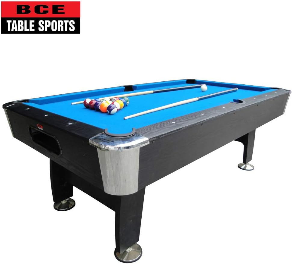 BCE Black Cat 7ft American Pool Table - With Fullsize American Pool Balls & 2 Cues