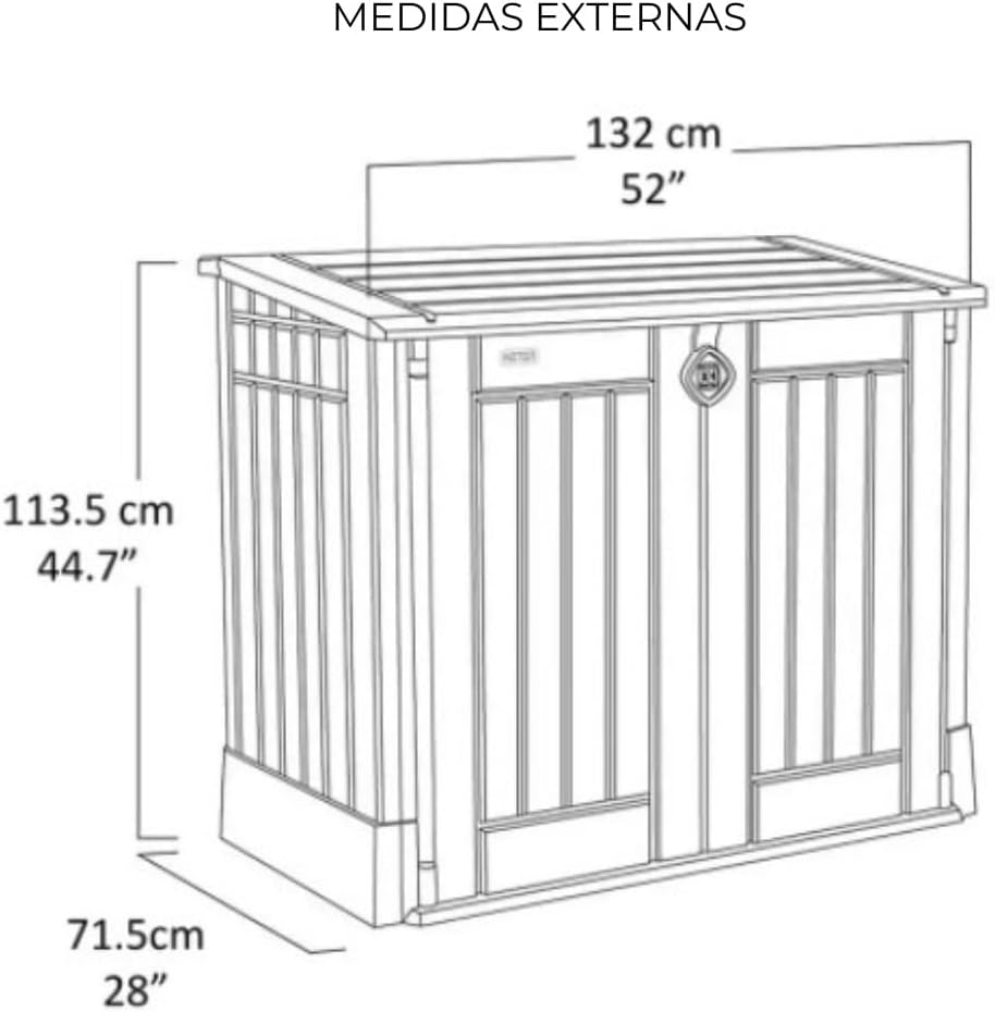 Keter Store-It Out Midi Outdoor Garden Storage Shed, Beige and Brown, 130 x 74 x 110 cm