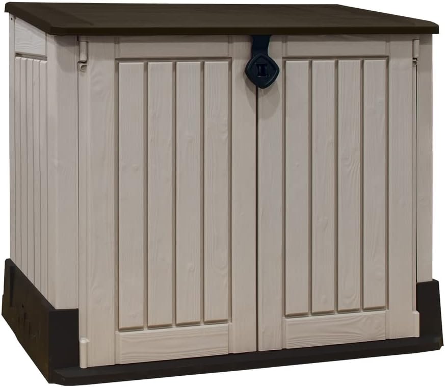 Keter Store-It Out Midi Outdoor Garden Storage Shed, Beige and Brown, 130 x 74 x 110 cm