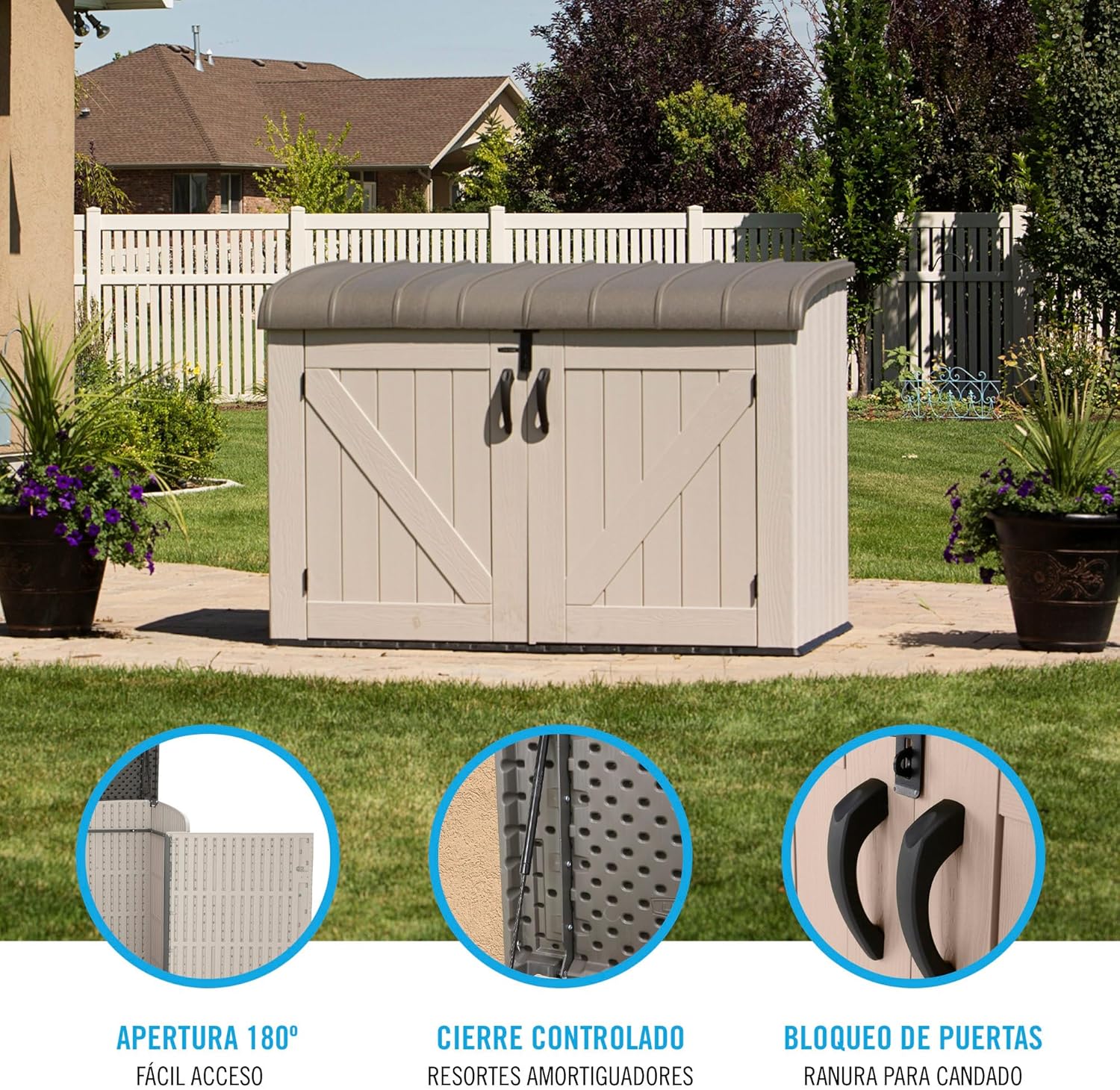 LIFETIME 60170 6 x 3.5 ft Heavy Duty Low Plastic Shed Horizontal Storage Box - Desert Sand/White