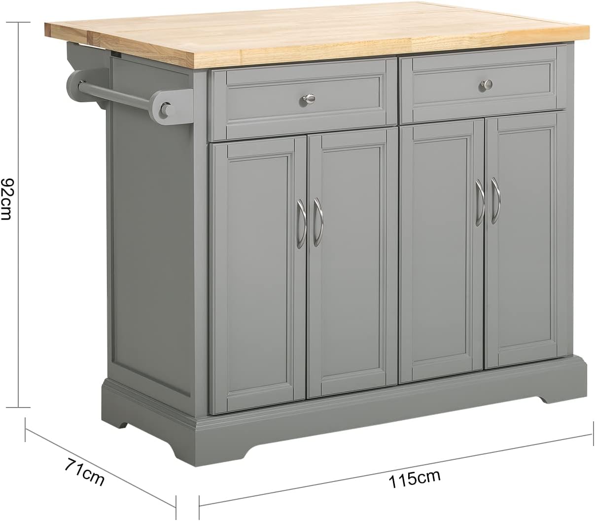 SoBuy FKW71-WN, Extendable Kitchen Storage Trolley Kitchen Cabinet Cupboard Sideboard Kitchen Island