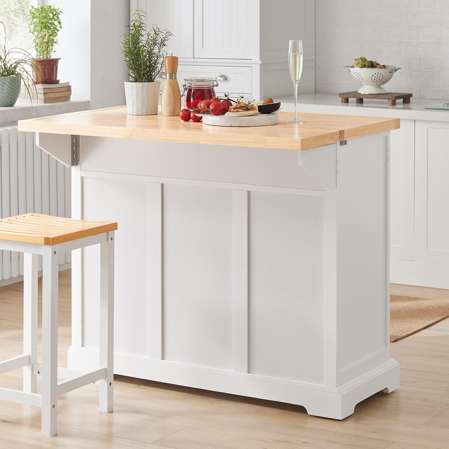 SoBuy FKW71-WN, Extendable Kitchen Storage Trolley Kitchen Cabinet Cupboard Sideboard Kitchen Island