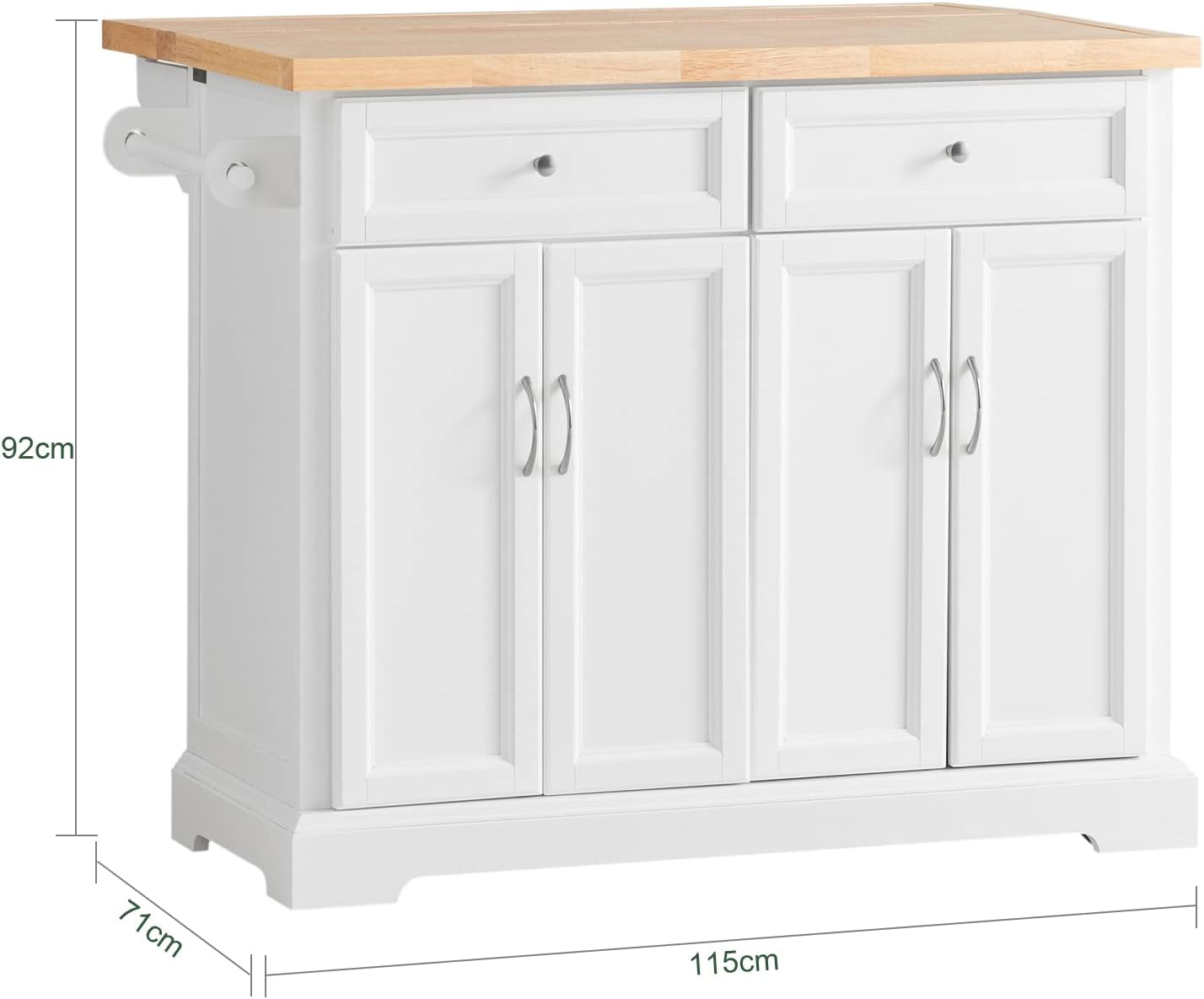 SoBuy FKW71-WN, Extendable Kitchen Storage Trolley Kitchen Cabinet Cupboard Sideboard Kitchen Island