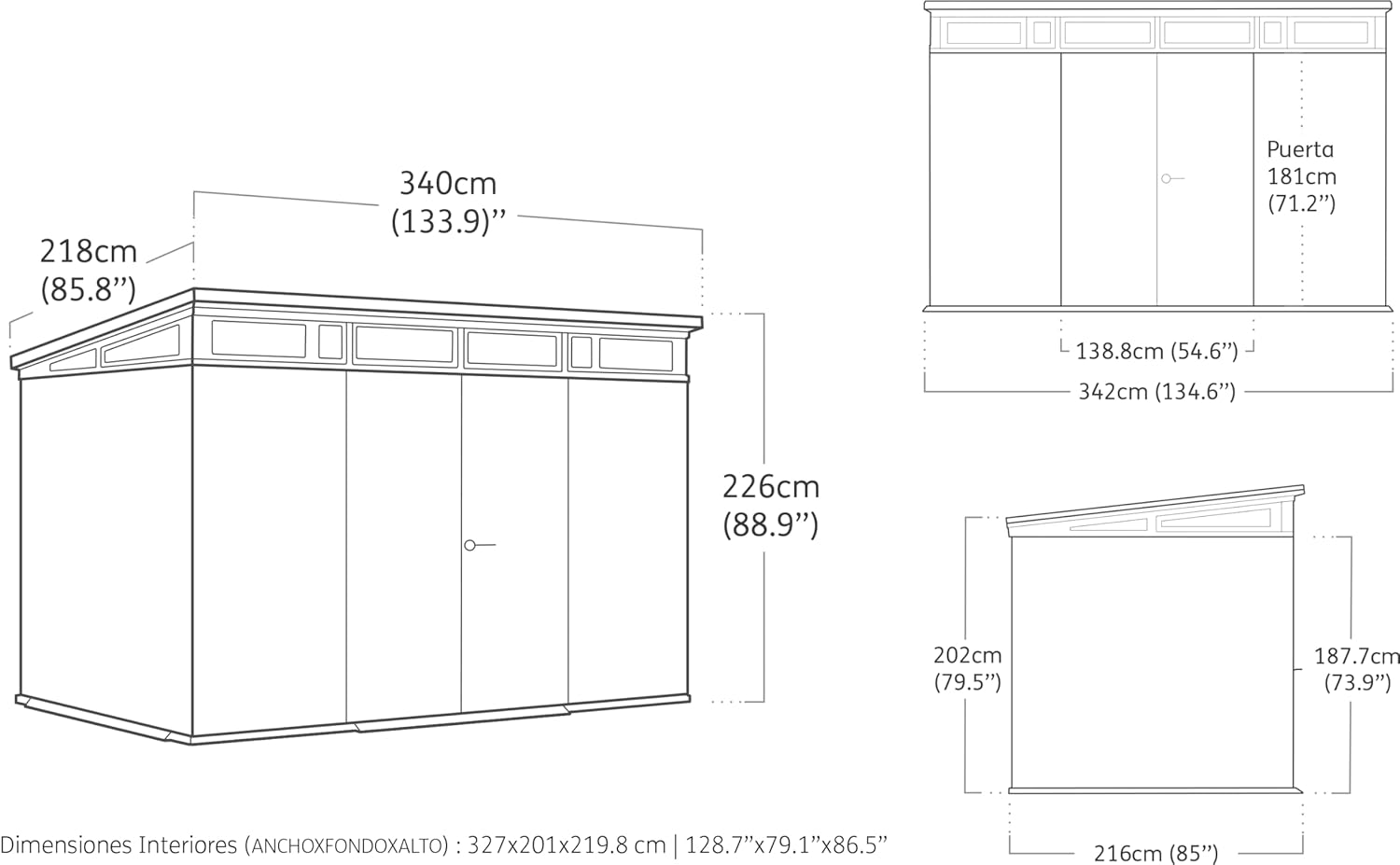 Keter — Measuring 7.5ft x 4ft, this shed is perfect for smaller gardens, patios, or tight spaces, providing secure storage for tools and outdoor essentials