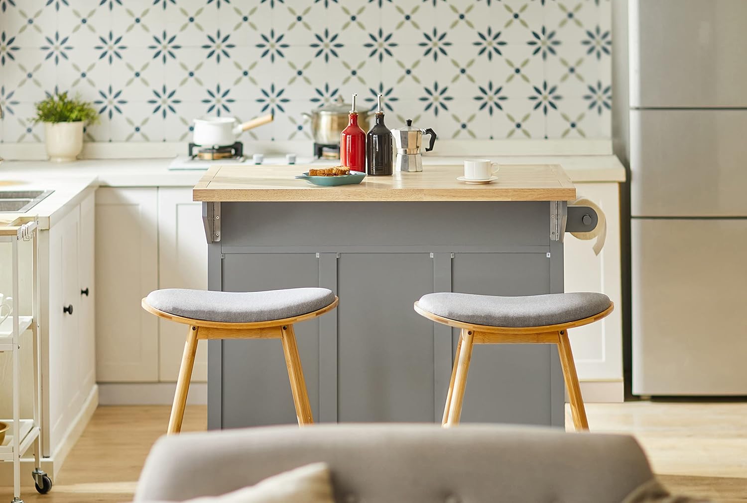 SoBuy FKW71-WN, Extendable Kitchen Storage Trolley Kitchen Cabinet Cupboard Sideboard Kitchen Island