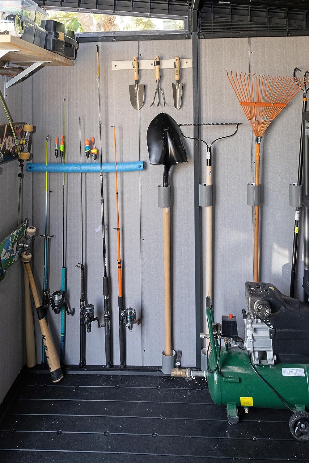 Keter Artisan Outdoor Pent Double Door Garden Storage Shed 9 x 7ft Grey Duotech+ Wood look and feel, Fade Free, All Weather Resistant, Safe and Secure, Zero Maintenance