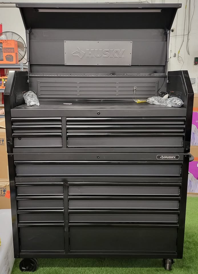 Husky 56 in. 18-Drawer Professional Tool Chest and Cabinet Set, Matte Gray