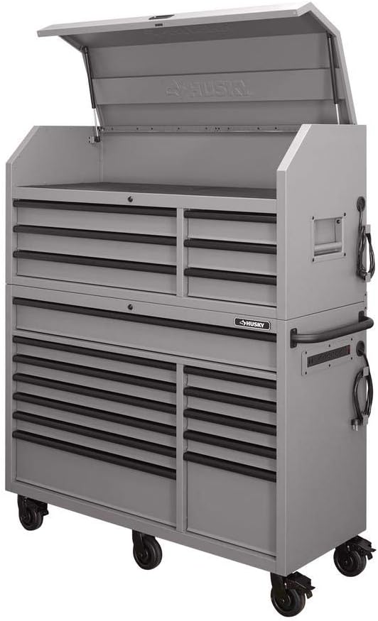 Husky 56 in. 18-Drawer Professional Tool Chest and Cabinet Set, Matte Gray