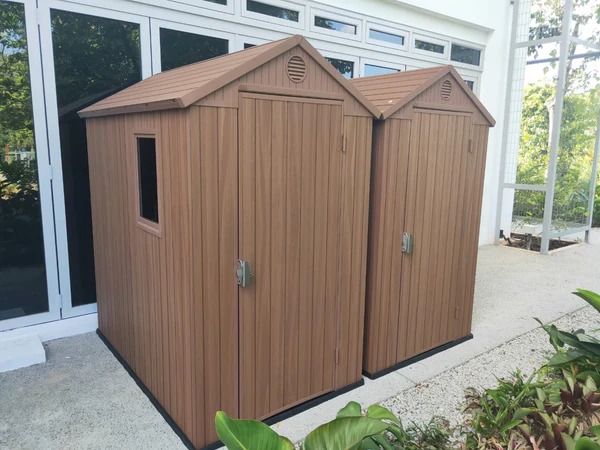 Keter Darwin Outdoor Apex Double Door Garden Storage Shed 6 X 4ft Brown Wood Look And Feel | Fade Free | All Weather Resistant | Safe And Secure