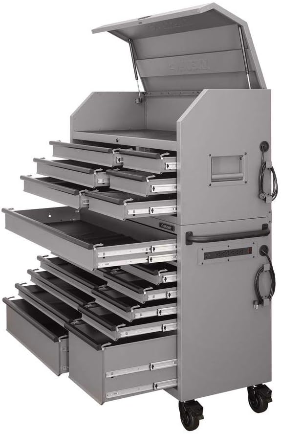 Husky 56 in. 18-Drawer Professional Tool Chest and Cabinet Set, Matte Gray
