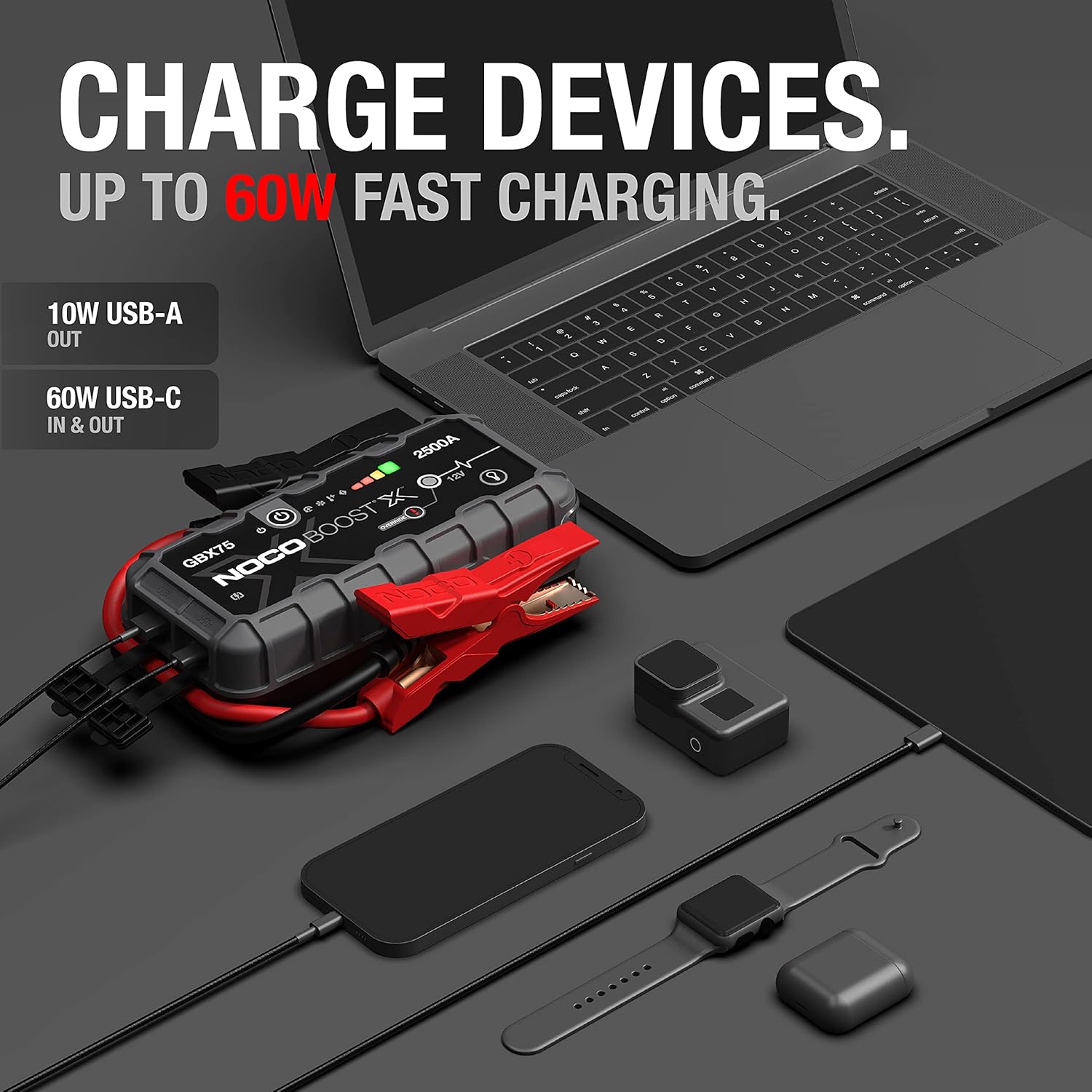 NOCO Boost X GBX75 2500A UltraSafe Car Jump Starter, Jump Starter Power Pack, 12V Battery Booster, Portable Powerbank Charger, and Jump Leads for up to 8.5-Liter Petrol and 6.5-Liter Diesel Engines
