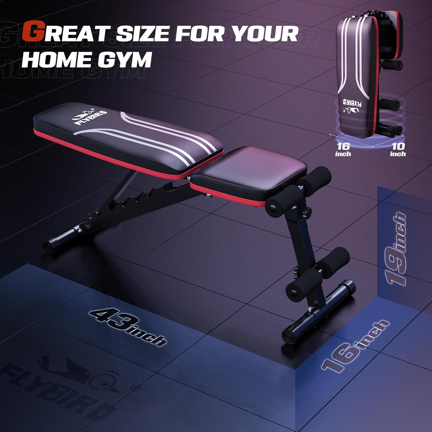 FLYBIRD Adjustable Bench,Utility Weight Bench for Full Body Workout- Multi-Purpose Foldable incline/decline Bench