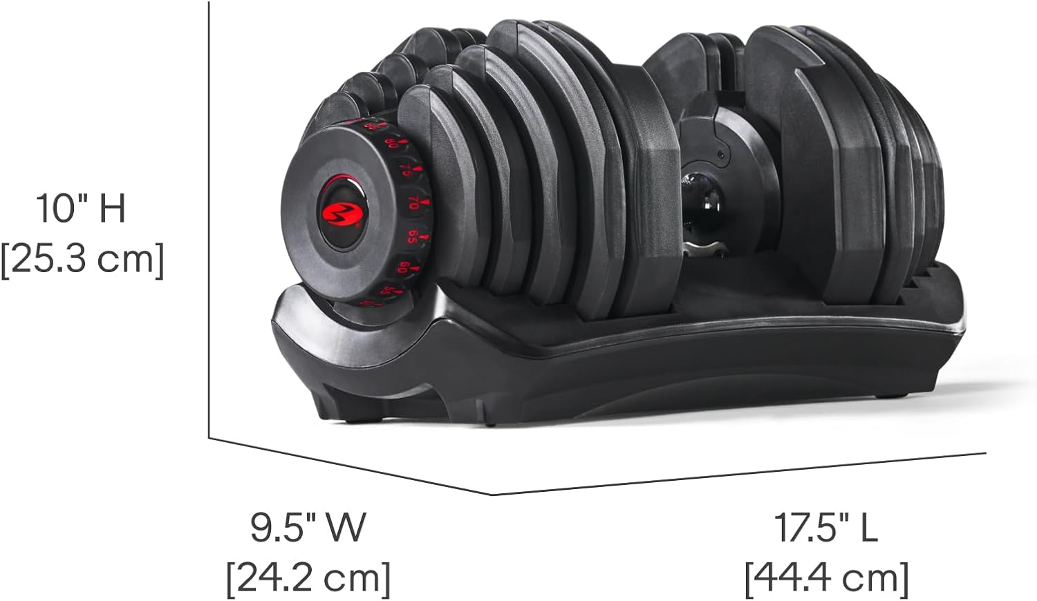 Bowflex Unisex Adult Selecttech 1090i Hantel, Schwarz/Rot, Einheitsgröße EU