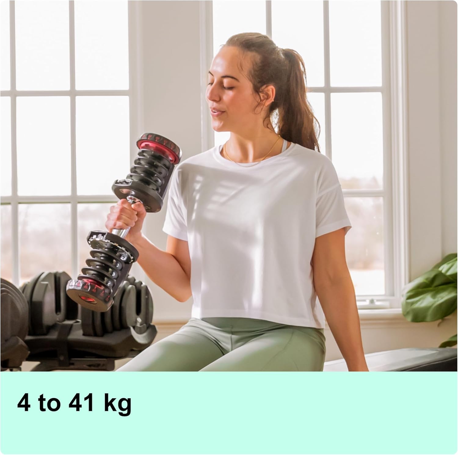 Bowflex Unisex Adult Selecttech 1090i Hantel, Schwarz/Rot, Einheitsgröße EU