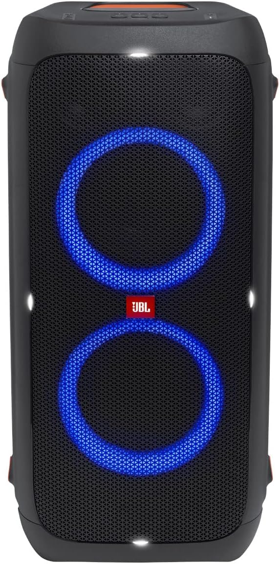JBL PartyBox 310 - Kabelloser Bluetooth-Party-Lautsprecher mit integrierter dynamischer Beleuchtung, Karaoke-Modus, kraftvoller Bass und JBL App-Unterstützung, Schwarz