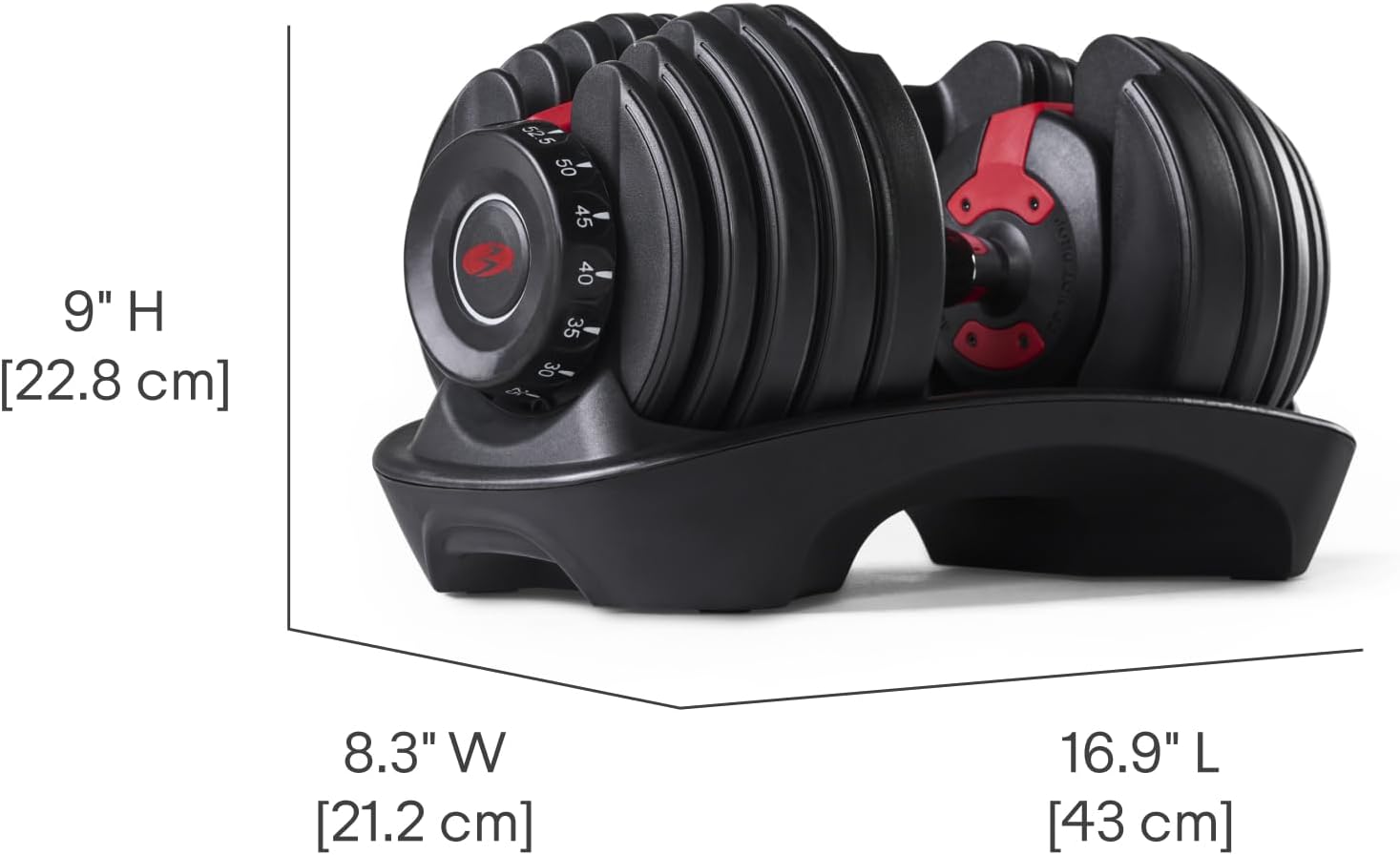 Bowflex Unisex Adult Selecttech 552i Hantel, Schwarz/Rot,Einheitsgröße EU