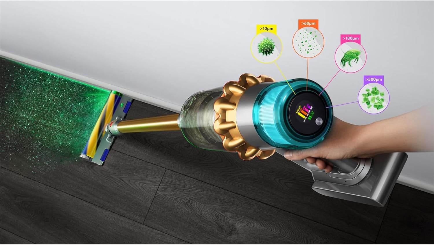 Dyson V15 Detect 368340-01, Staubsauger, Einfarbig, 120 W, 0.2 gallons, 78 Dezibel