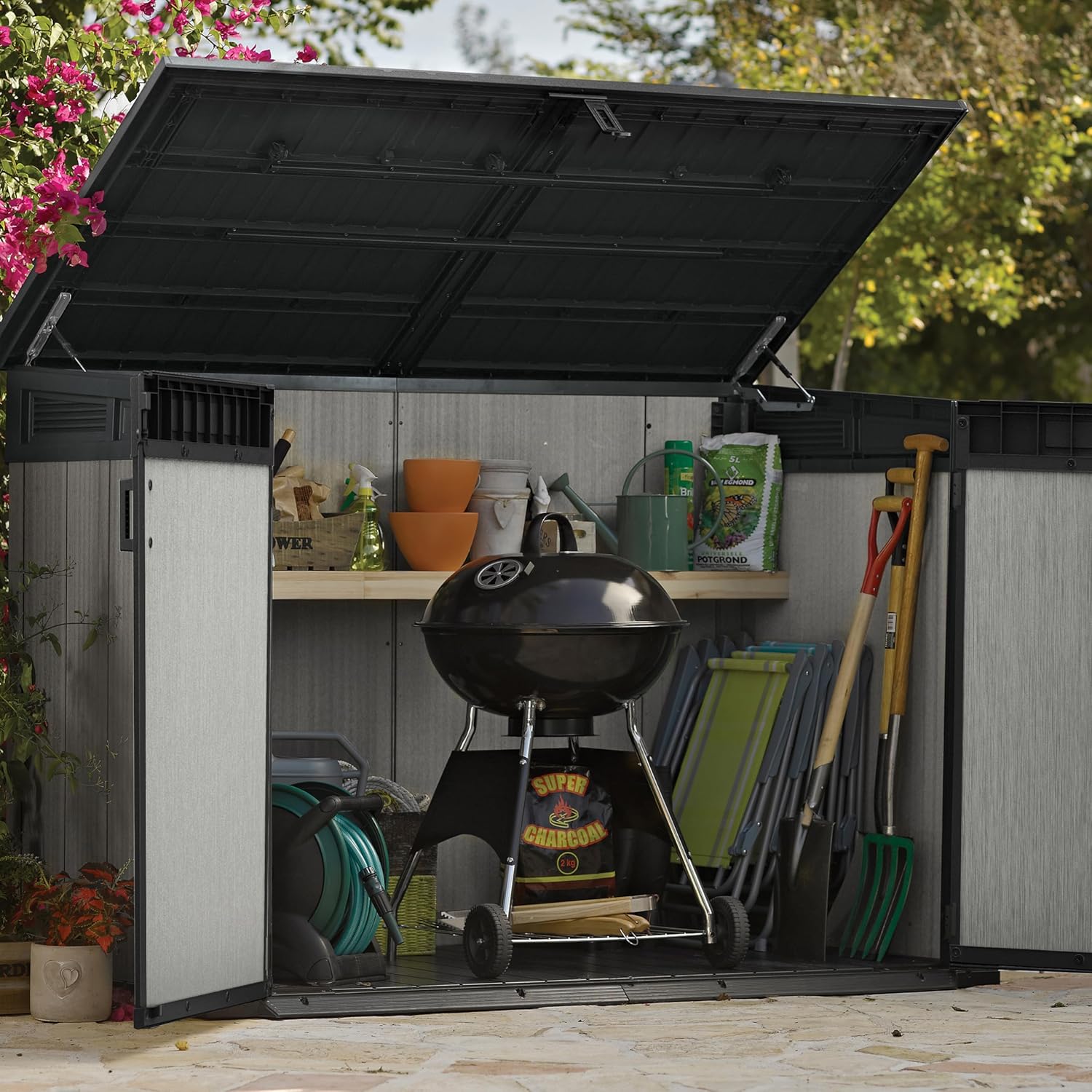 Keter Grande Store Gerätehaus, 2020 Liters, Grau/Braun, 190,5 x 109,3 x 132,5 cm