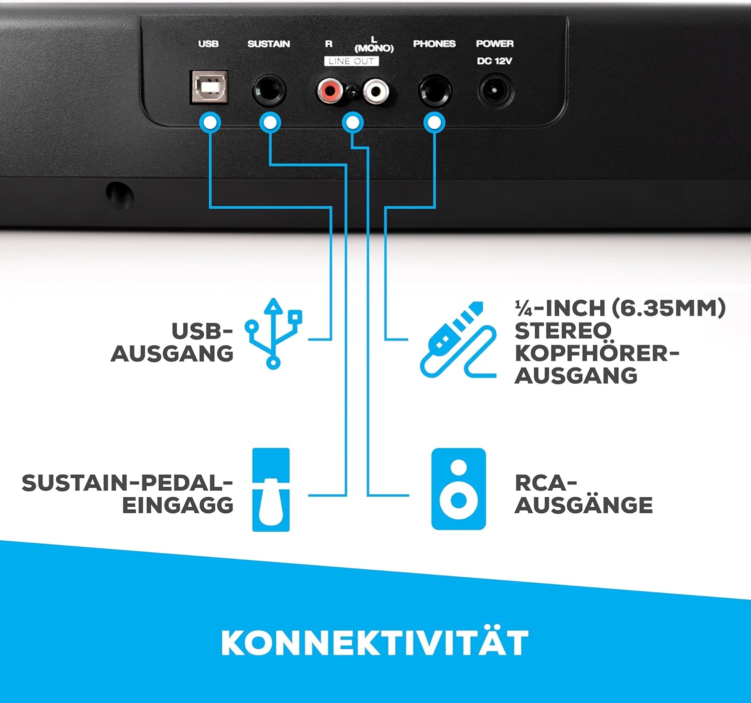 Alesis Recital - E Piano 88 Tasten für Einsteiger mit Halbgewichteten Volle Größe Klavier, Lautsprechern, fünf Premium-Stimmen, Kopfhörerausgang, Klavier Lektionen-Abo