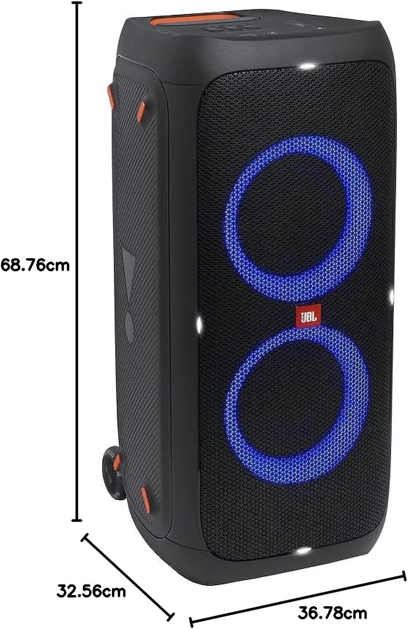 JBL PartyBox 310 - Kabelloser Bluetooth-Party-Lautsprecher mit integrierter dynamischer Beleuchtung, Karaoke-Modus, kraftvoller Bass und JBL App-Unterstützung, Schwarz