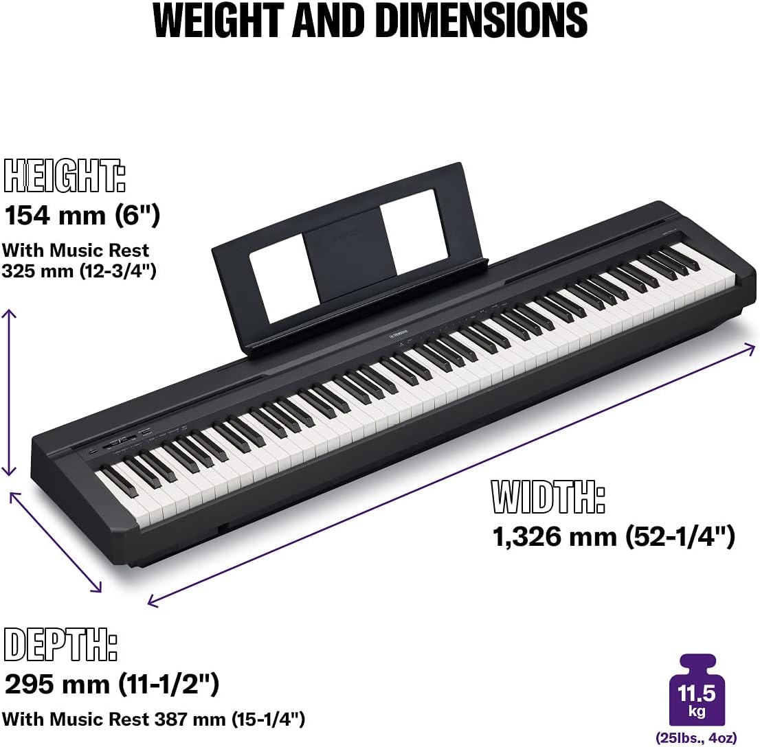 Yamaha Digital Piano P-45B, schwarz – Elektronisches Klavier für Einsteiger für authentisches Klavierspielen – Kompaktes & leicht zu bedienendes Digital Piano