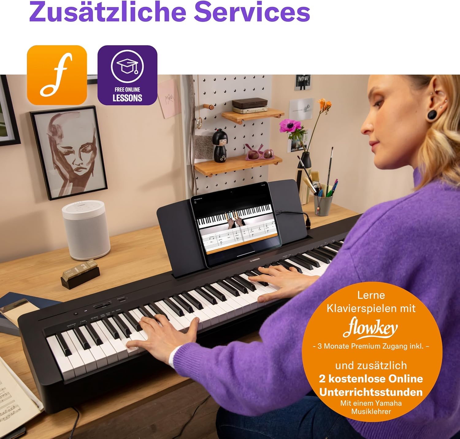 Yamaha P-145BT Digitalpiano – Leichtes und tragbares Digitalpiano mit Graded-Hammer-Compact Klaviatur mit 88 gewichteten Tasten und 10 Instrumentenklängen, Bluetooth – Schwarz