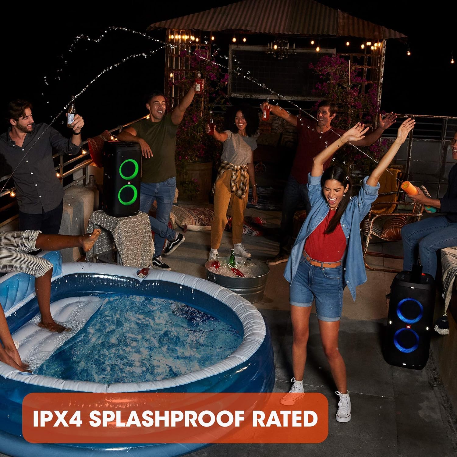 JBL PartyBox 310 - Kabelloser Bluetooth-Party-Lautsprecher mit integrierter dynamischer Beleuchtung, Karaoke-Modus, kraftvoller Bass und JBL App-Unterstützung, Schwarz