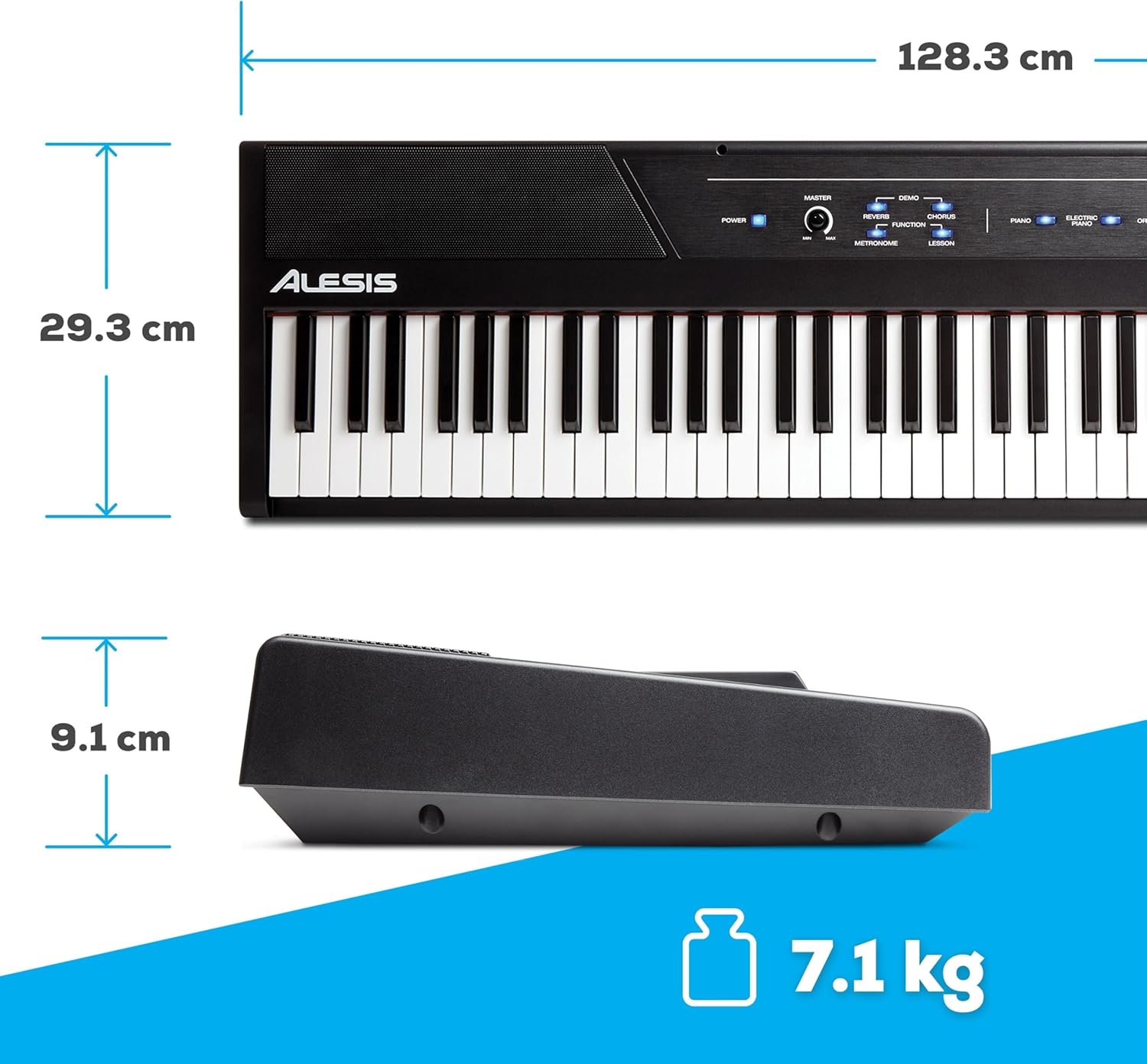 Alesis Recital - E Piano 88 Tasten für Einsteiger mit Halbgewichteten Volle Größe Klavier, Lautsprechern, fünf Premium-Stimmen, Kopfhörerausgang, Klavier Lektionen-Abo