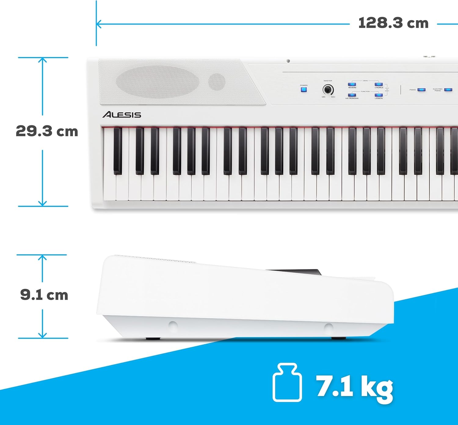 Alesis Recital - E Piano 88 Tasten für Einsteiger mit Halbgewichteten Volle Größe Klavier, Lautsprechern, fünf Premium-Stimmen, Kopfhörerausgang, Klavier Lektionen-Abo