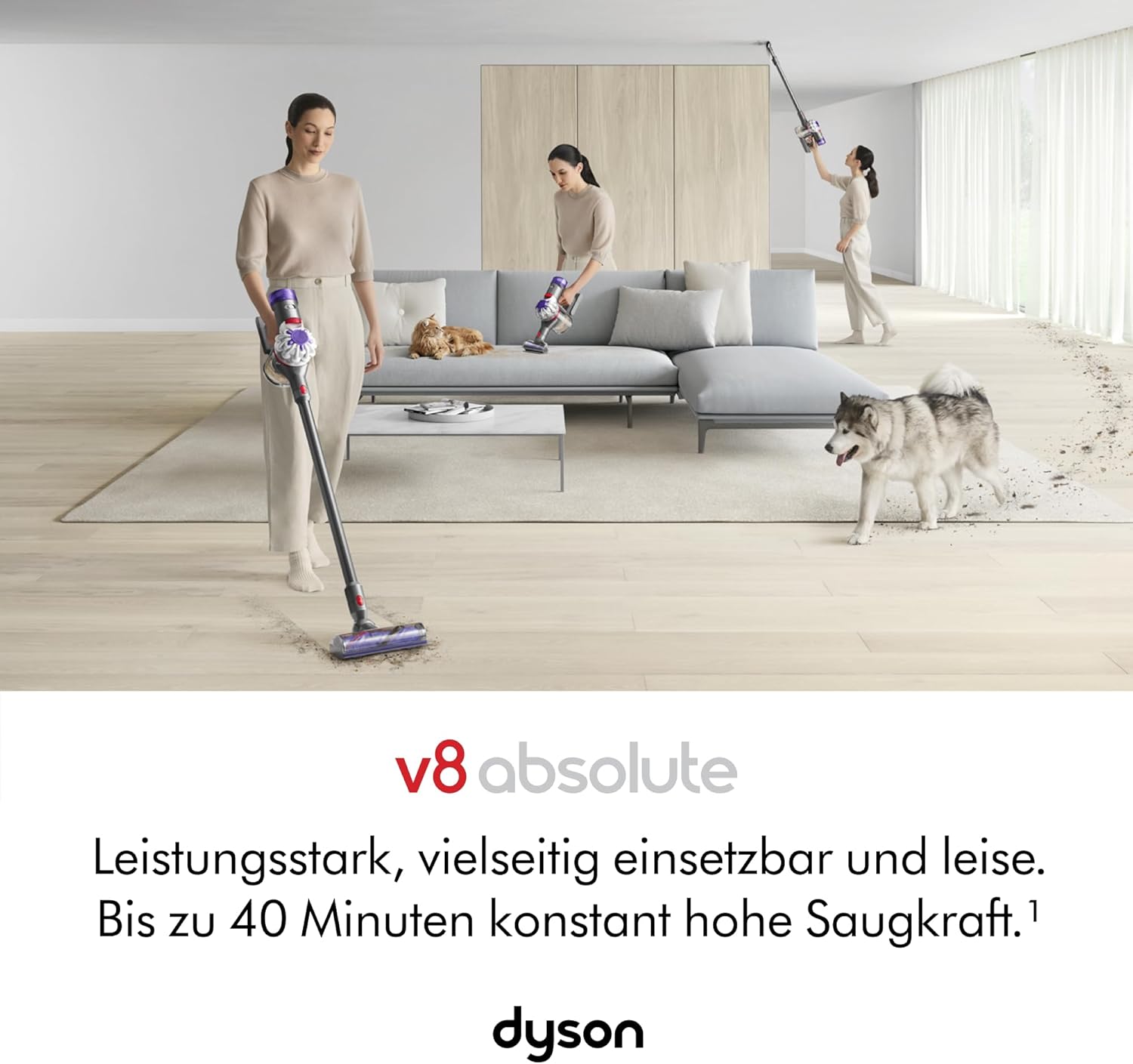 Dyson V8™ Absolute kabelloser Staubsauger (Silber/Gelb)