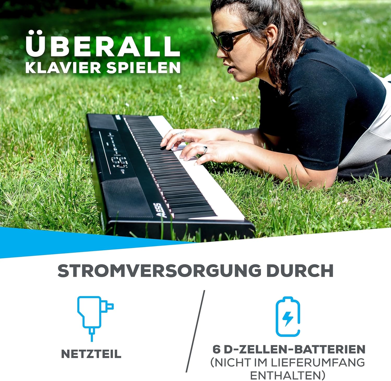 Alesis Recital - E Piano 88 Tasten für Einsteiger mit Halbgewichteten Volle Größe Klavier, Lautsprechern, fünf Premium-Stimmen, Kopfhörerausgang, Klavier Lektionen-Abo