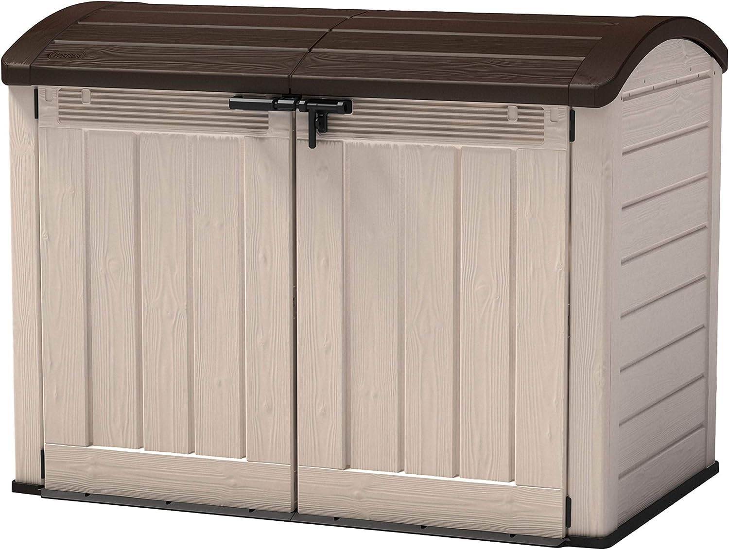 Keter Mülltonnenbox Store it Out Ultra, Holzoptik, Kunststoff, für 2X 360 Liter Mülltonnen, beige/braun