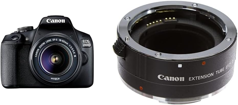 Canon EOS 2000D Spiegelreflexkamera - mit Objektiv EF-S 18-55 F3.5-5.6 III (24,1 MP, DIGIC 4+, 7,5 cm (3.0 Zoll) LCD, Display, Full-HD, WiFi, APS-C CMOS-Sensor), schwarz