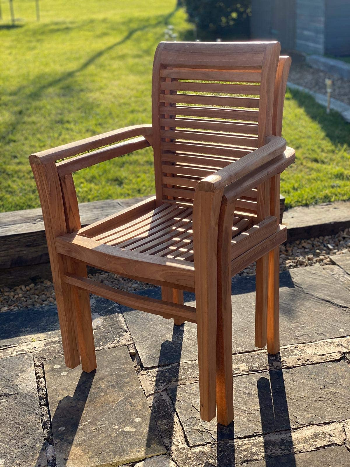 Teak Gartenmöbel Set, Gartentisch und 8 Stühle, Holz Gartenmöbel Set mit Sonnenschirm