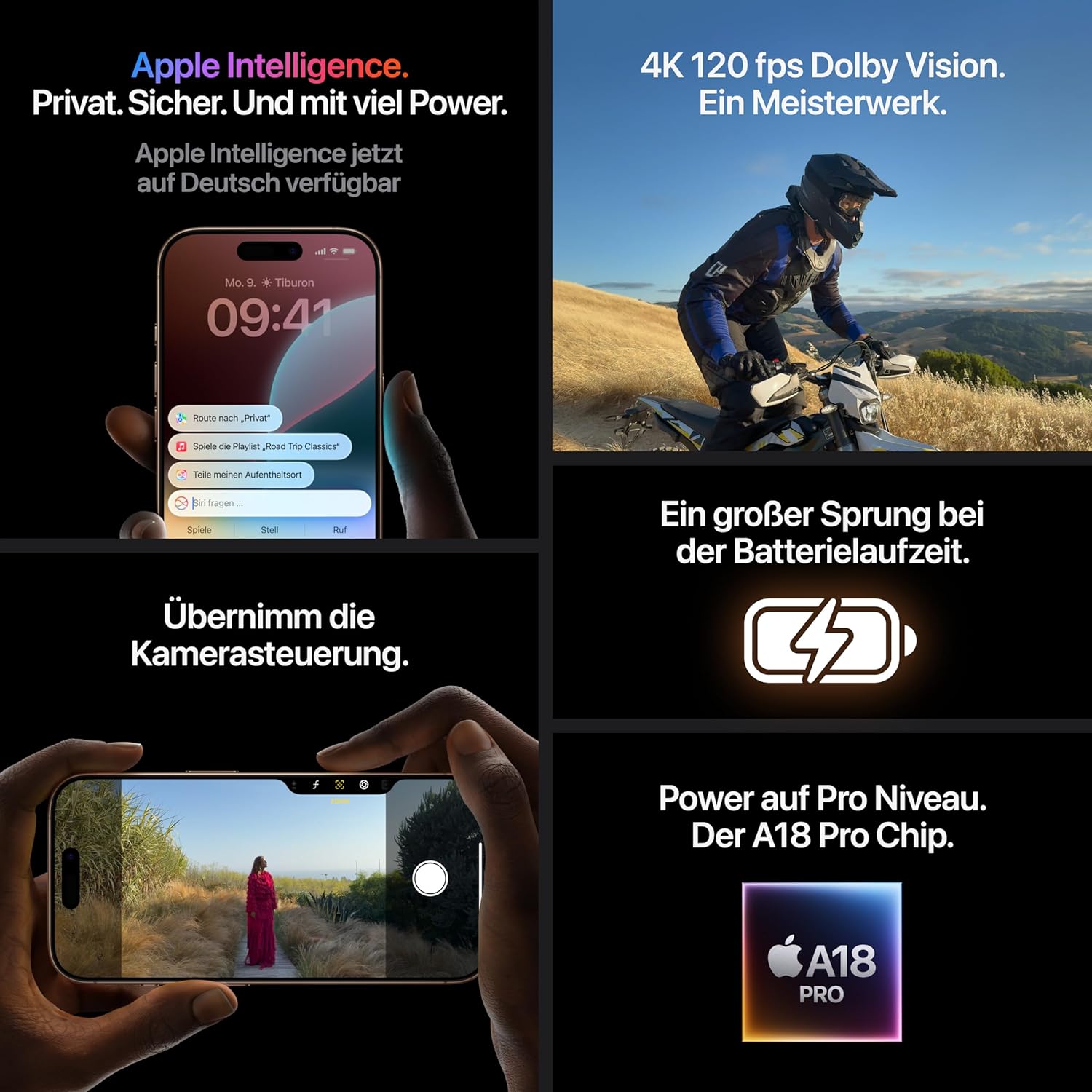 Apple iPhone 16 Pro Max 256 GB: 5G Handy mit Kamerasteuerung, 4K 120 Dolby Vision und einem großen Sprung bei der Batterielaufzeit. Funktioniert mit AirPods, Titan Natur