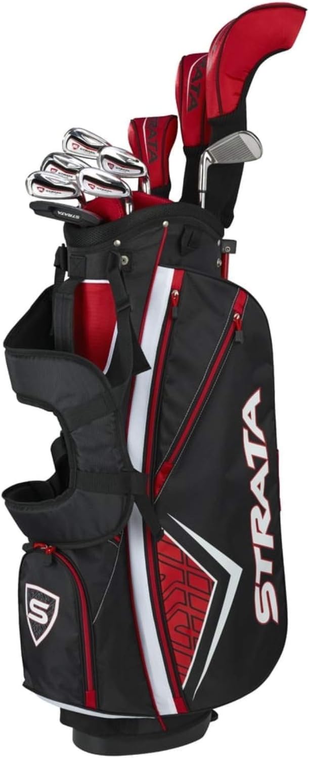 STRATA Golf-Komplettpaket-Set: Golfausrüstungspaket mit Driver, Hölzern, Hybriden, Eisen, Putter und Standbag für sofortige Höchstleistung