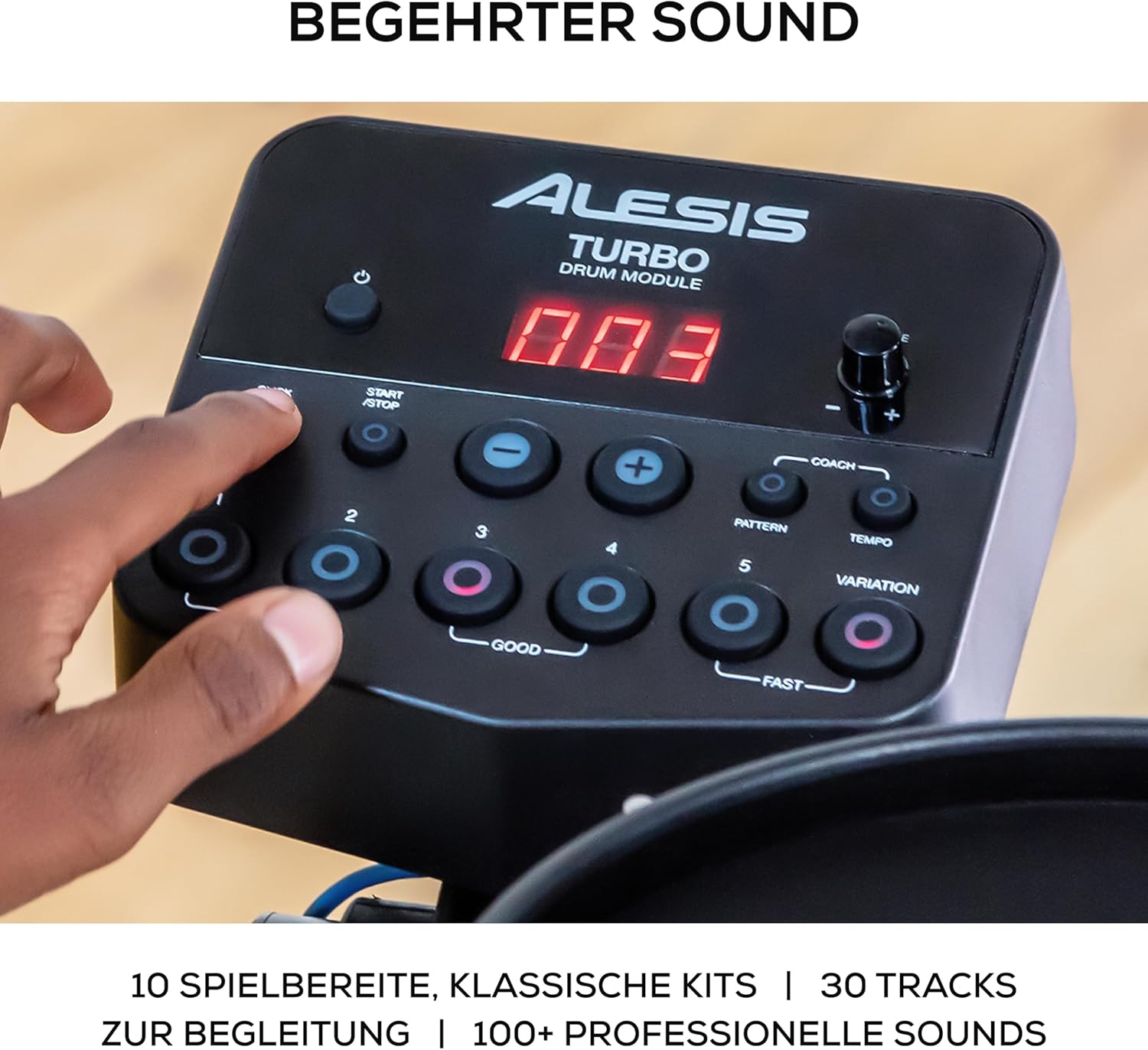 Alesis Turbo Mesh Kit - E Schlagzeug Elektronisch mit Mesh-Heads, Drumsticks, Drum Key, über 100 Sounds und 30 Play-Along-Tracks