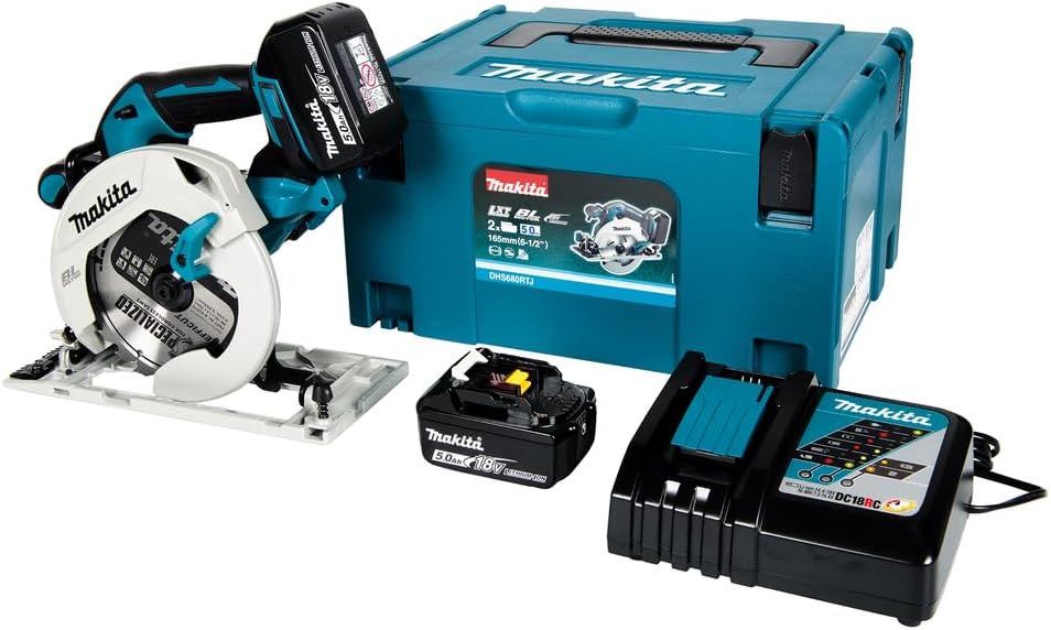 Makita DHS680RTJ Akku-Handkreissäge 57 mm 18 V / 5,0 Ah, 2 Akkus + Ladegerät im MAKPAC