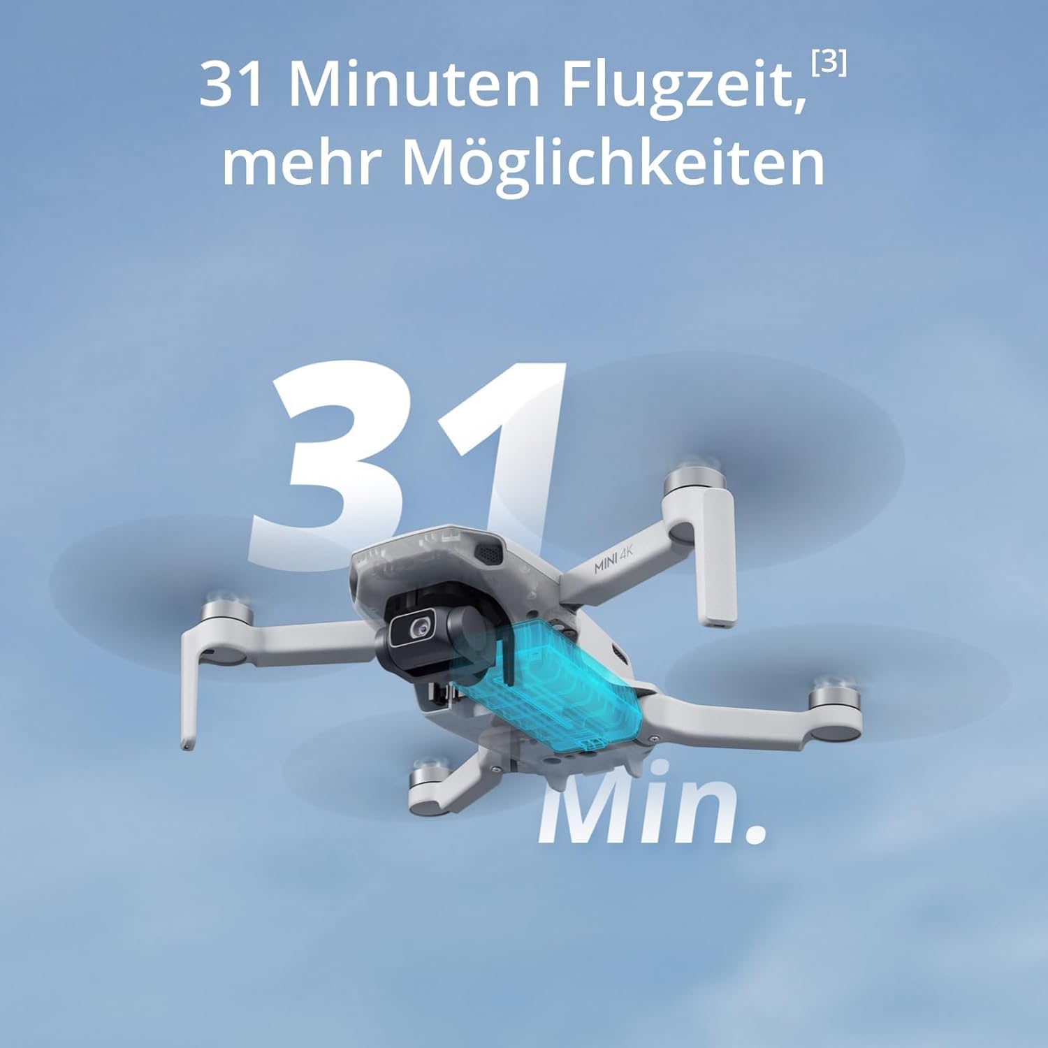 DJI Mini 4K Fly More Combo, Drohne mit 4K UHD Kamera für Erwachsene, unter 249 g, 3-Achsen Gimbal Stabilisierung, 10 km Videoübertragung, autom. Rückkehr, 3 Akkus für 93 min Flugzeit, C0, QuickShots