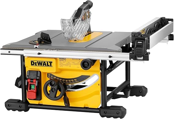 Dewalt Tischkreissäge DWE7485 (1.850 Watt, 210 mm, 65 mm max. Schnittbereich, sehr kompakt, beidseitiger Parallelanschlag, AirLock-kompatible, inkl. Sägeblatt, Schiebestock, Montagewerkzeug)