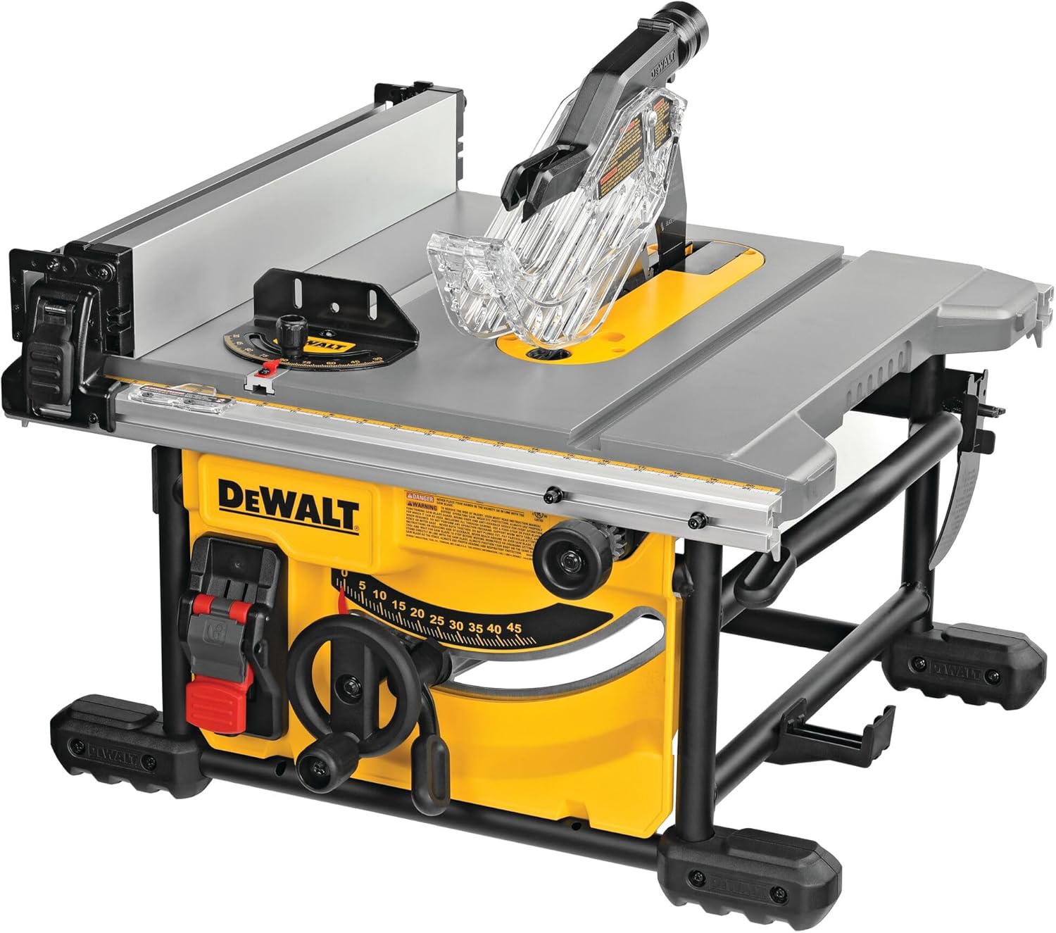 Dewalt Tischkreissäge DWE7485 (1.850 Watt, 210 mm, 65 mm max. Schnittbereich, sehr kompakt, beidseitiger Parallelanschlag, AirLock-kompatible, inkl. Sägeblatt, Schiebestock, Montagewerkzeug)