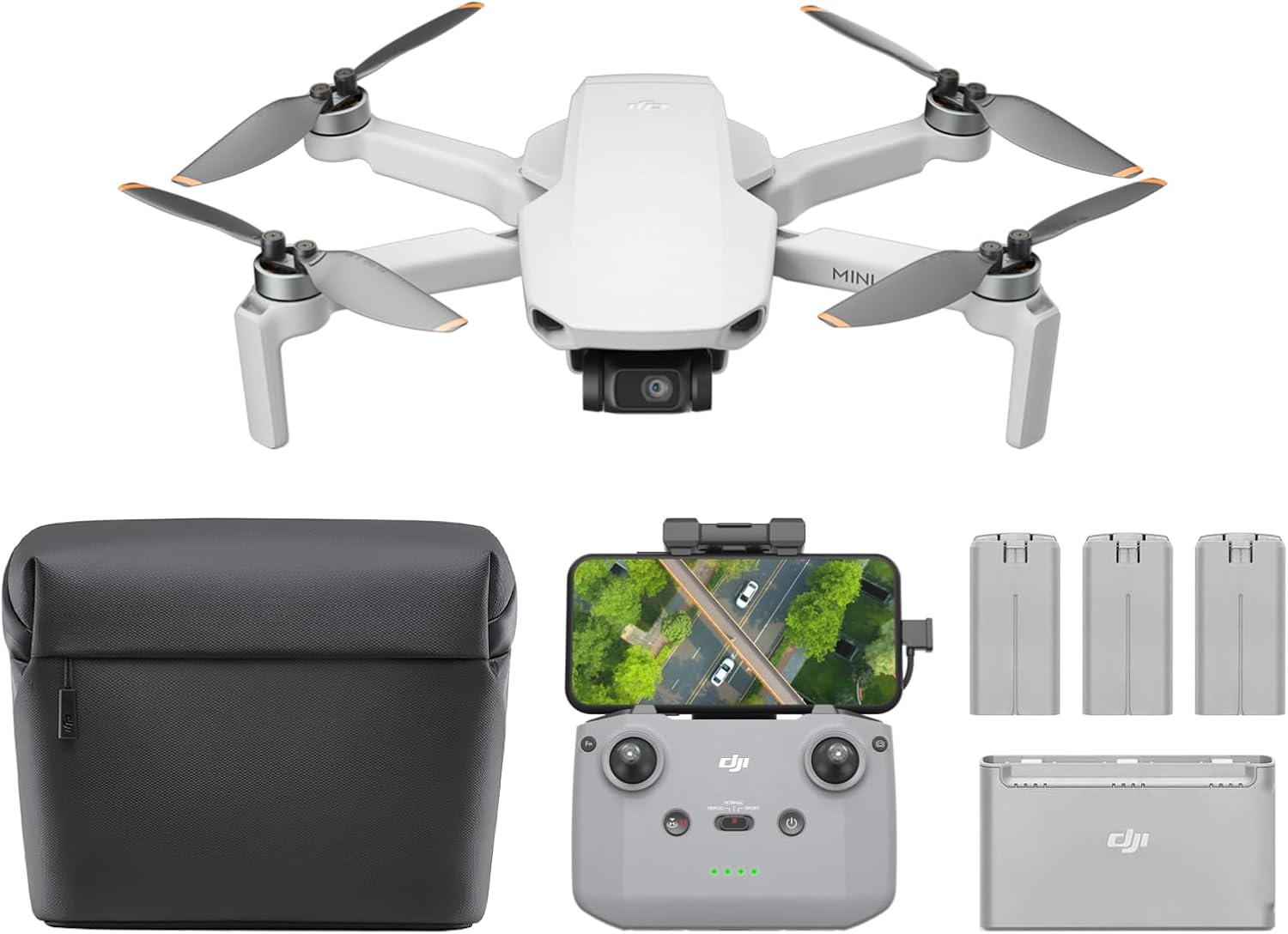 DJI Mini 4K Fly More Combo, Drohne mit 4K UHD Kamera für Erwachsene, unter 249 g, 3-Achsen Gimbal Stabilisierung, 10 km Videoübertragung, autom. Rückkehr, 3 Akkus für 93 min Flugzeit, C0, QuickShots