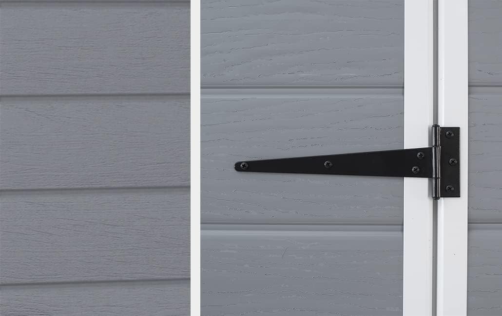 Keter Manor 4x3 Gartenhaus wetterfest, Kunststoff, Outdoor, Außenmaße: 128 x 94 x 196cm, Innenmaße: 111 x 88 x 193 cm, auch für kleine Gärten geeignet, grau