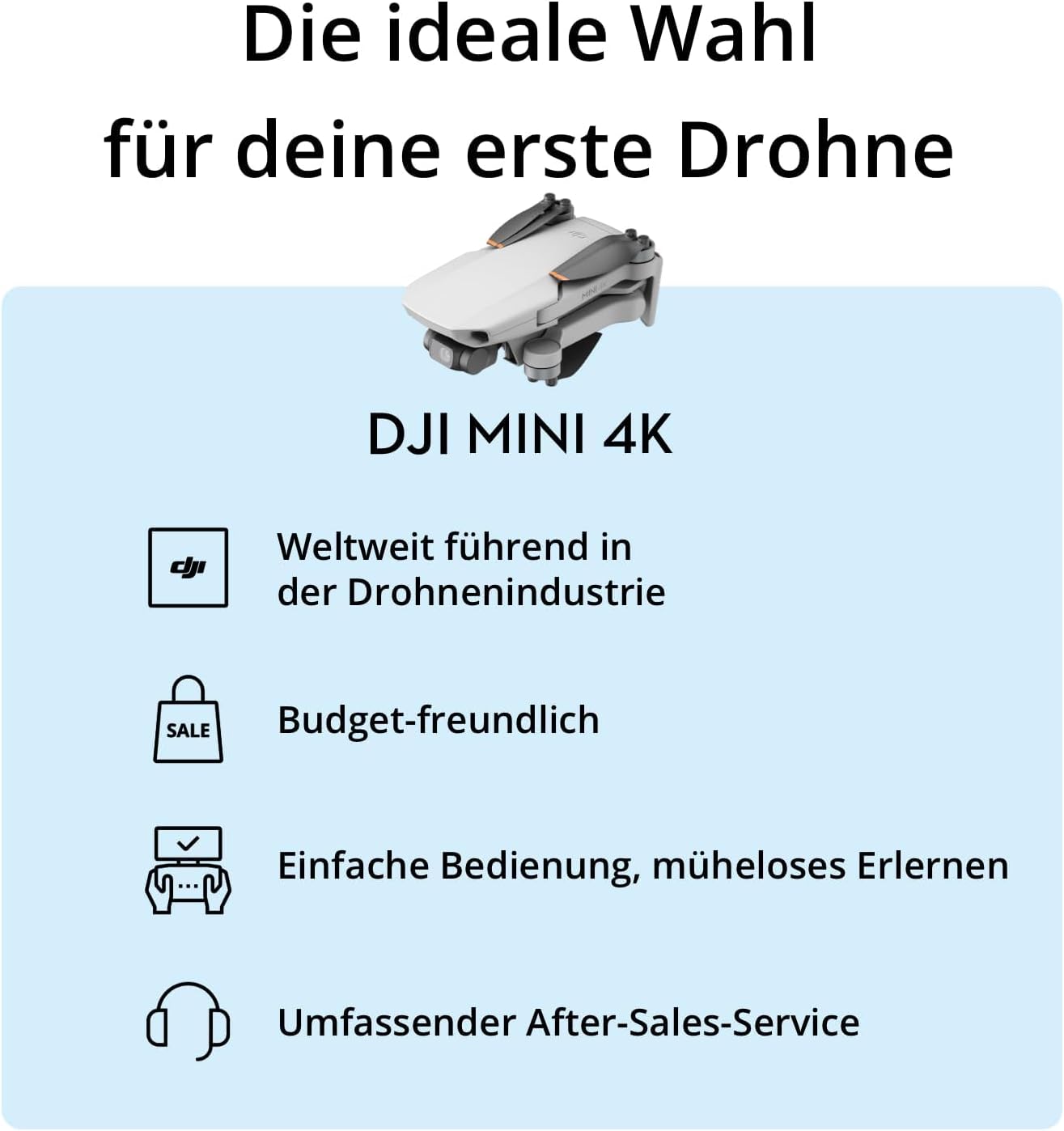DJI Mini 4K Fly More Combo, Drohne mit 4K UHD Kamera für Erwachsene, unter 249 g, 3-Achsen Gimbal Stabilisierung, 10 km Videoübertragung, autom. Rückkehr, 3 Akkus für 93 min Flugzeit, C0, QuickShots