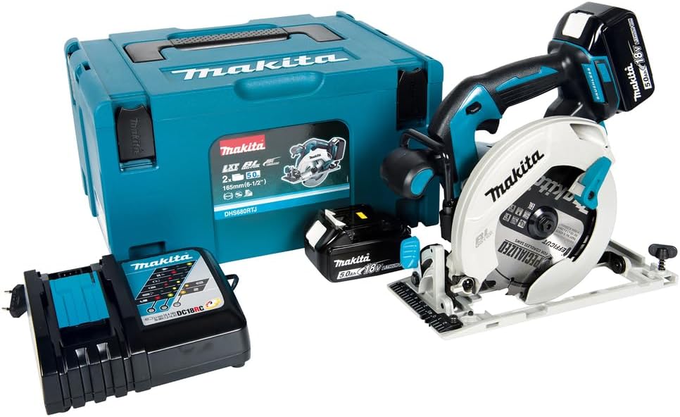 Makita DHS680RTJ Akku-Handkreissäge 57 mm 18 V / 5,0 Ah, 2 Akkus + Ladegerät im MAKPAC