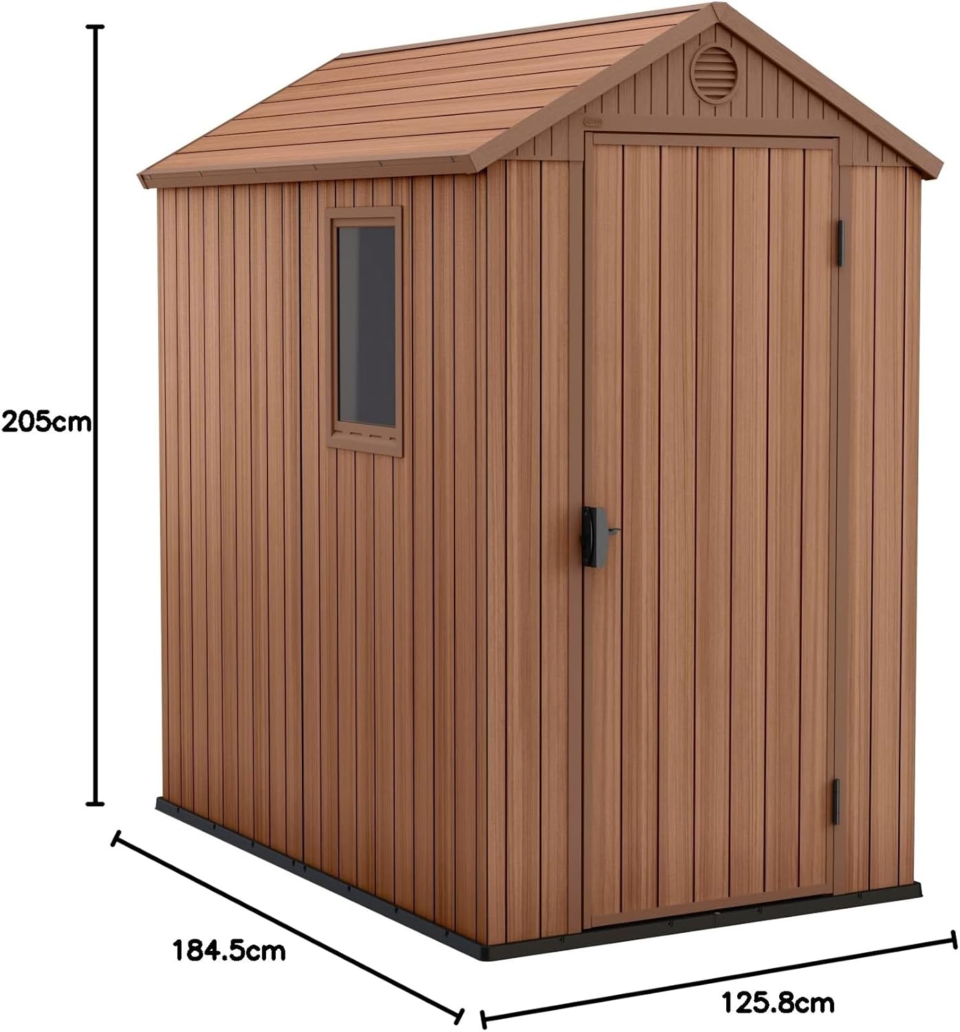 Keter Gerätehaus Darwin 4x6, Grau, Außenmaße 184,5x125,8x205cm, wartungsfrei, wetterfest, wasserdicht, mit Unterboden