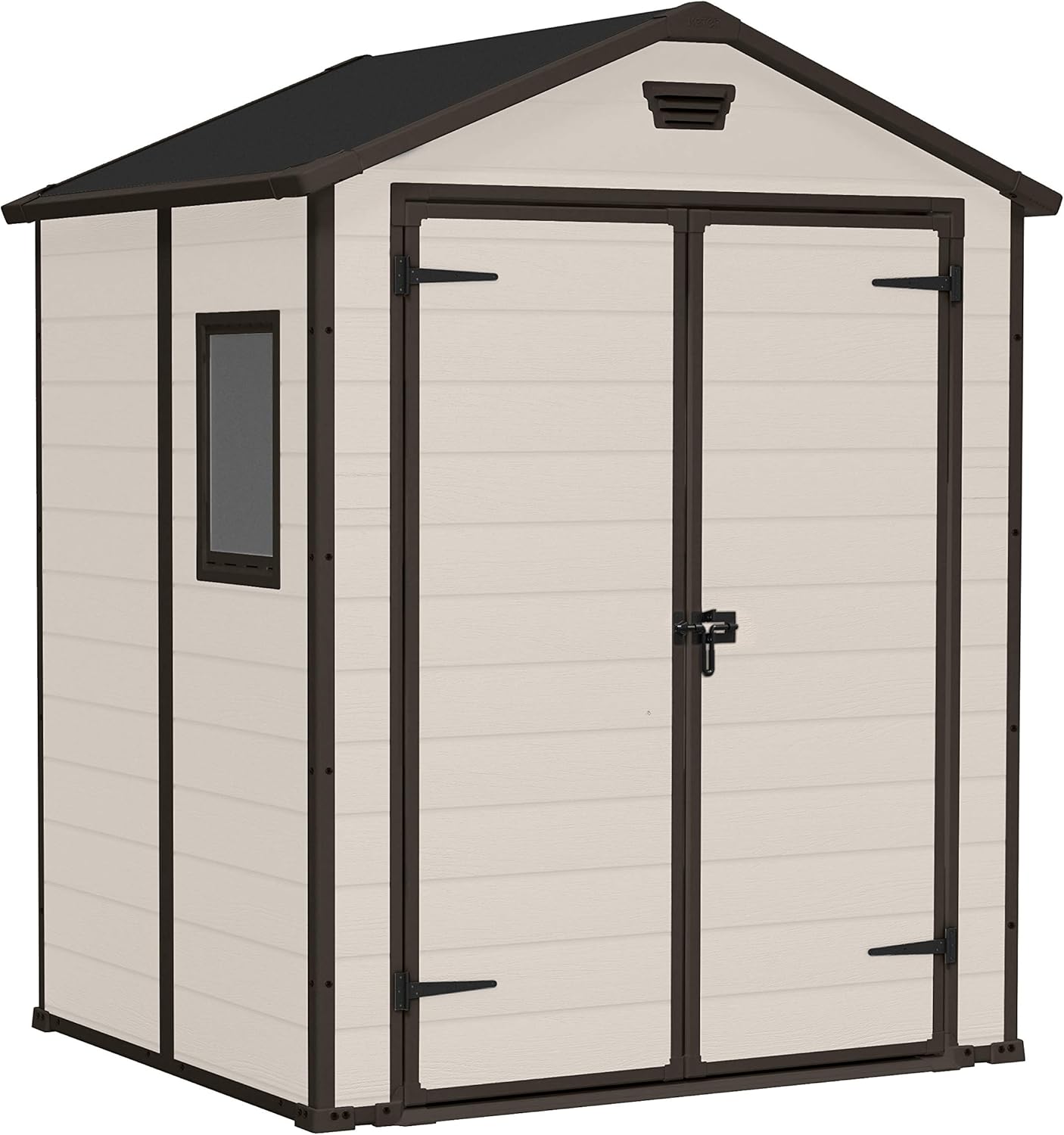 Keter Manor 6x5DD Gartenhaus wetterfest 4.8m³, Kunststoff, Outdoor, Außenmaße: BxTxH:185x152x226cm, Innenmaße: BxTxH:169x138x219cm, grau