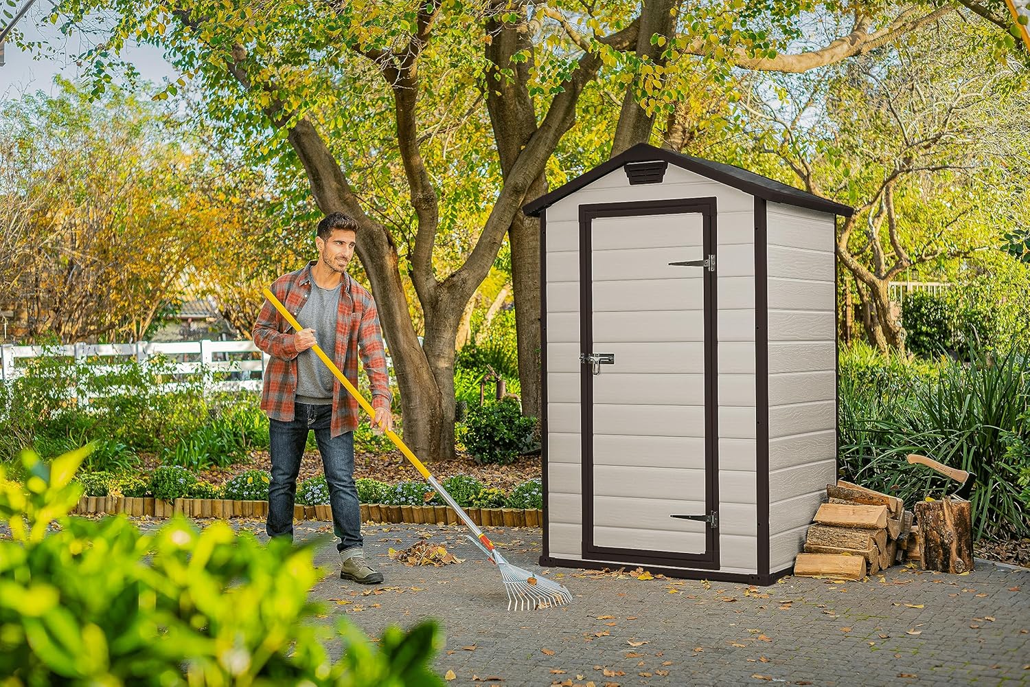 Keter Gerätehaus Manor 4x3, Beige, 1,76m³ Rauminhalt, wetterfest