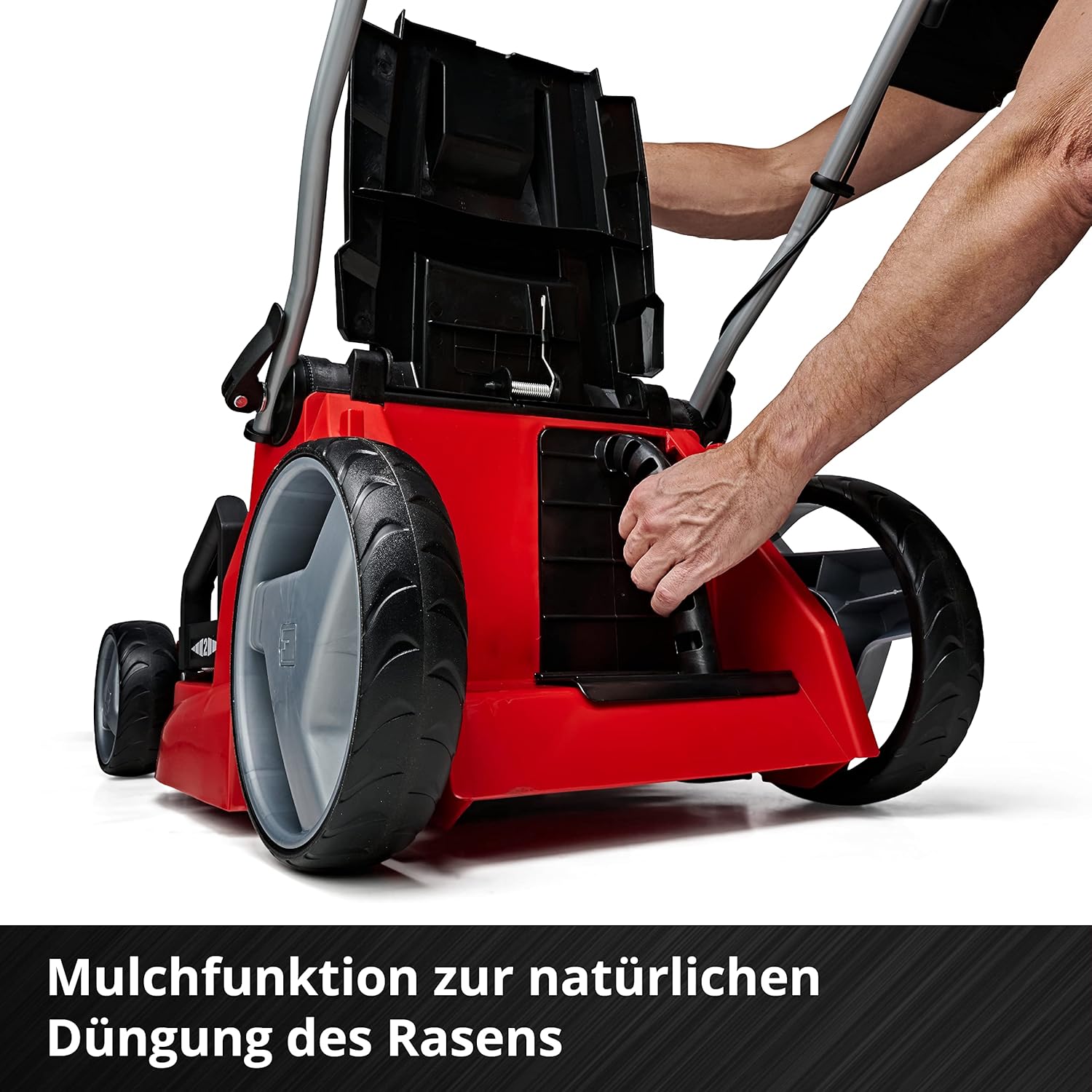 Einhell Akku-Rasenmäher GE-CM 43 Li M Kit Power X-Change (36V, 43 cm Schnittbreite, bis 600 m², Brushless, Mulch-Kit, 63L Fangkorb, 25-75 mm Schnitthöhe, inkl. 2x 4,0Ah + 2x Ladegerät)