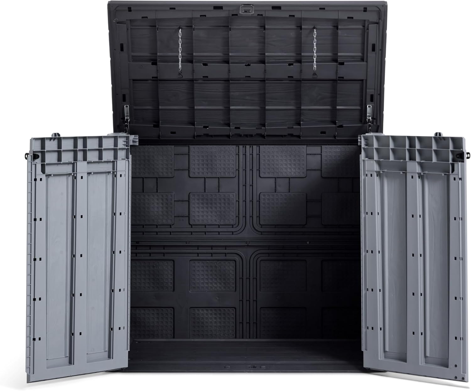 Keter Store-it-out Pro Mülltonnenbox, 145.5x82x123cm, Robuste Abfallbehälter-Lösung, 1200L, Wetterfest, Grau/Schwarz, UV-beständiges Polypropylen, Abschließbar